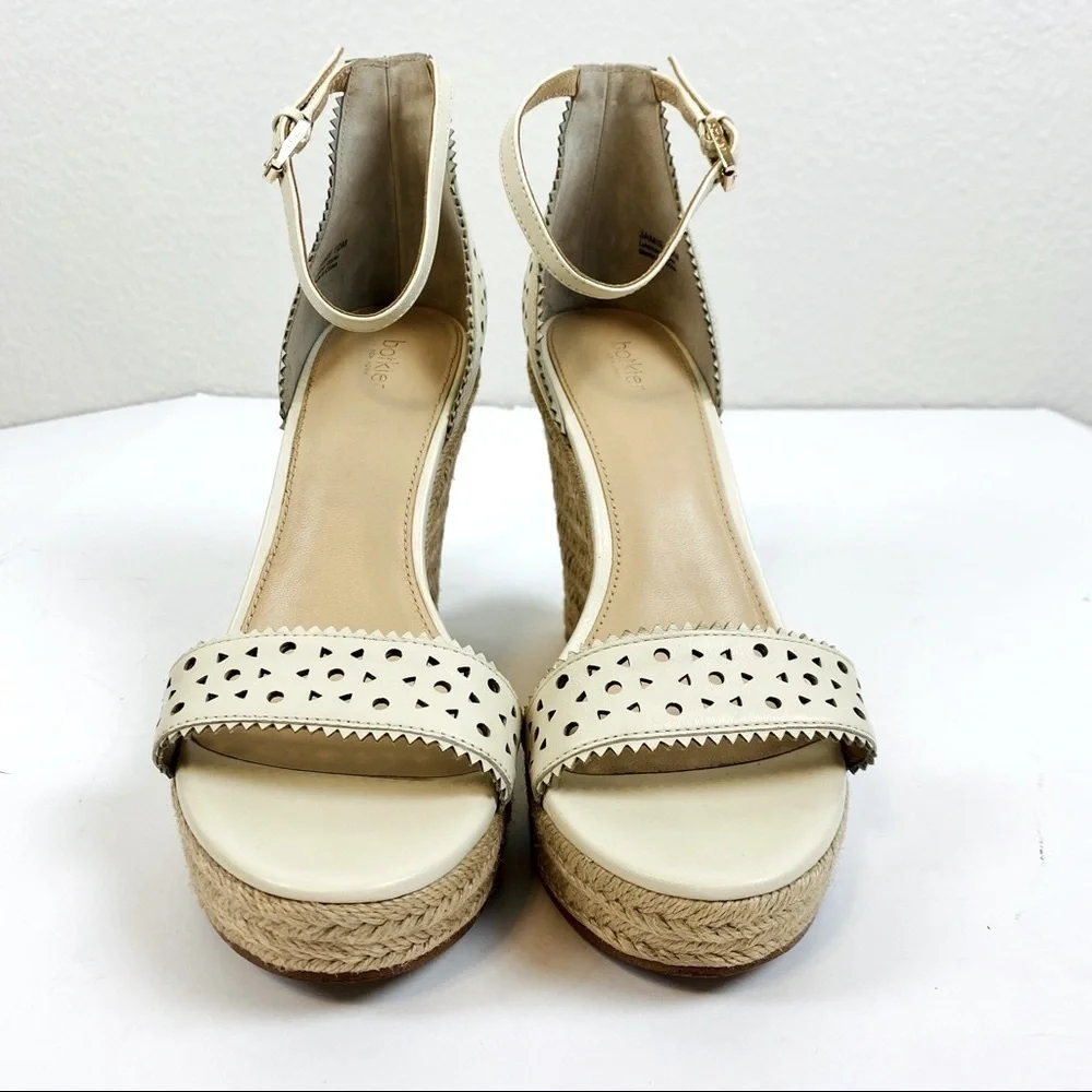 Botkier Jamie Preforated Leather Espadrille Wedge Sandal Size 10